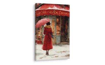 OBRAZ ZIMNÍ ELEGANCE V ČERVENÉ - VÁNOČNÍ A ZIMNÍ OBRAZY - OBRAZY