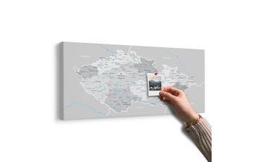 OBRAZ NA KORKU ŠEDÁ MAPA ČESKA S KONTRASTEM - OBRAZY NA KORKU - OBRAZY