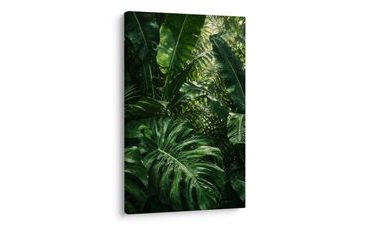 TABLEAU SUR TOILE – MUR VÉGÉTAL DE FEUILLES TROPICALES - TABLEAUX ARBRES ET FEUILLES - TABLEAUX