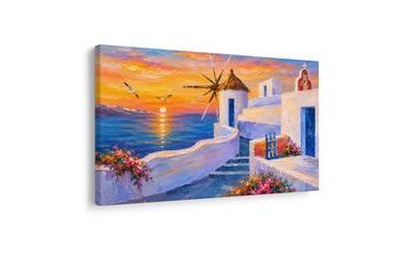 WANDBILD GRIECHISCHE INSEL BEI SONNENUNTERGANG - BILDER MEER UND STRAND - BILDER