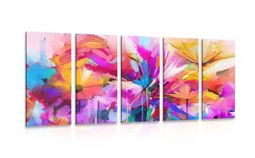5-PIECE CANVAS PRINT ABSTRACT COLORFUL FLOWERS - ABSTRACT PICTURES - PICTURES
