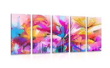 IMPRESSION SUR TOILE EN 5 PARTIES FLEURS COLORÉES ABSTRAITES - IMPRESSIONS ABSTRAITES SUR TOILE - IMPRESSION SUR TOILE