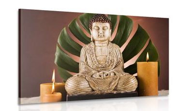 WANDBILD BUDDHA MIT ENTSPANNENDEM STILLLEBEN - BILDER MIT FENG SHUI-MOTIVEN - BILDER