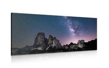 CANVAS PRINT STARRY SKY ABOVE THE ROCKS - PICTURES OF NATURE AND LANDSCAPE - PICTURES