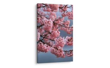 TABLEAU SUR TOILE – BRANCHES DÉLICATES AUX FLEURS ROSES - TABLEAUX DE FLEURS - TABLEAUX