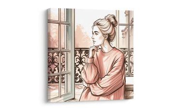 OBRAZ POHLED Z FRANCOUZSKÉHO OKNA - OBRAZY ŽENY - OBRAZY