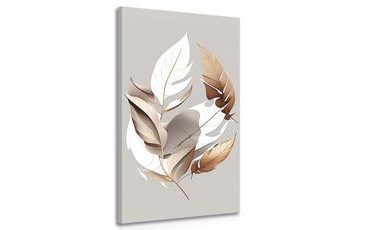 CANVAS PRINT COPPER LEAVES WITH A TOUCH OF MINIMALISM - PICTURES OF TREES AND LEAVES - PICTURES