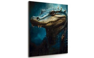 CANVAS PRINT BLUE-GOLD CROCODILE - PICTURES LORDS OF THE ANIMAL KINGDOM - PICTURES