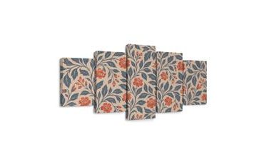 5-TEILIGES WANDBILD BLUMENMUSTER MIT BLÄTTERN - BILDER BLUMEN - BILDER