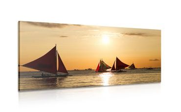 CANVAS PRINT BEAUTIFUL SUNSET AT SEA - PICTURES OF NATURE AND LANDSCAPE - PICTURES