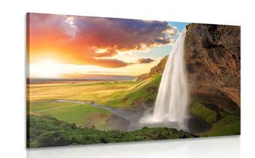 WANDBILD WUNDERSCHÖNER WASSERFALL IN ISLAND - BILDER VON NATUR UND LANDSCHAFT - BILDER