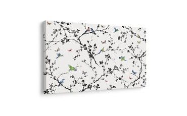 TABLEAU SUR TOILE – OISEAUX ET PAPILLONS SUR DES BRANCHES - TABLEAUX D'OISEAUX - TABLEAUX