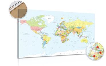 Wandbild auf Kork Klassische Weltkarte