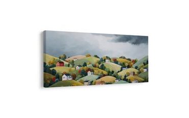 OBRAZ BAREVNÉ KOPCE POD MRAKY - BAREVNÉ DOMY - OBRAZY
