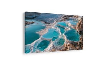TABLEAU SUR TOILE – CASCADES DE TRAVERTIN TURQUOISE - TABLEAUX DE LA MER ET DE LA PLAGE - TABLEAUX