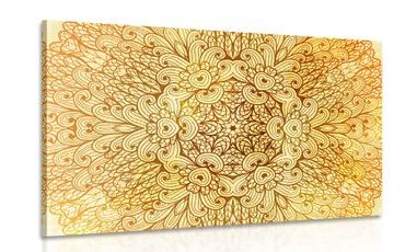 WANDBILD GOLDENES ETHNISCHES MANDALA - BILDER MIT FENG SHUI-MOTIVEN - BILDER