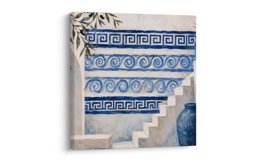 WANDBILD MEDITERRANE TREPPE MIT BLAUEN ORNAMENTEN - BILDER VON STÄDTEN - BILDER