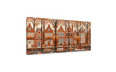 5-DÍLNÝ OBRAZ PODZIM U KANÁLU S HISTORICKÝMI DOMY - PICTURES OF CITIES - PICTURES