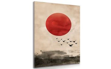 TABLEAU SUR TOILE – JAPANDI CHARME DE LA LUNE ROUGE - TABLEAUX JAPANDI - TABLEAUX