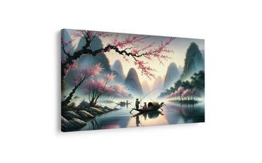 WANDBILD FISCHER UNTER KIRSCHBLÜTEN - WANDBILDER NACH MOTIV - BILDER