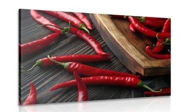 CANVAS PRINT PLATE WITH CHILI PEPPERS - PICTURES OF FOOD AND DRINKS - PICTURES