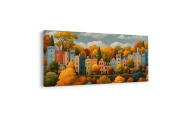 OBRAZ BAREVNÉ DOMY V PODZIMU - BAREVNÉ DOMY - OBRAZY
