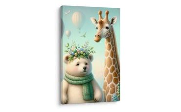 OBRAZ ZVÍŘÁTKA S BALONKY - OBRAZY DO DĚTSKÉHO POKOJE - OBRAZY