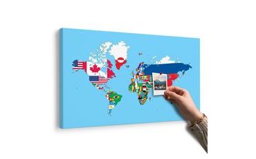 OBRAZ NA KORKU MAPA SVĚTA S VLAJKAMI - OBRAZY NA KORKU - OBRAZY