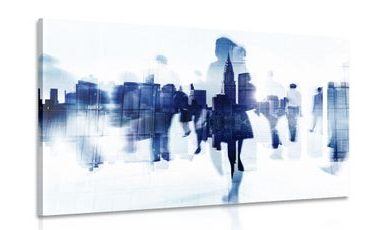 CANVAS PRINT SILHOUETTES OF PEOPLE IN A BIG CITY - PICTURES OF PEOPLE - PICTURES