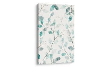 TABLEAU SUR TOILE – FEUILLES TURQUOISE DÉLICATES - TABLEAUX ARBRES ET FEUILLES - TABLEAUX