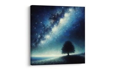 WANDBILD EINSAMER BAUM DES LEBENS UND GALAXIE - BILDER BÄUME DES LEBENS - BILDER