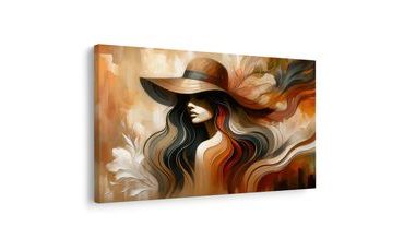 OBRAZ ŽENA S KLOBOUKEM V PODZIMNÍCH TÓNECH - OBRAZY ŽENY - OBRAZY