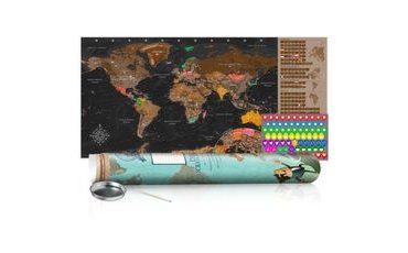 Scratch world map in brown