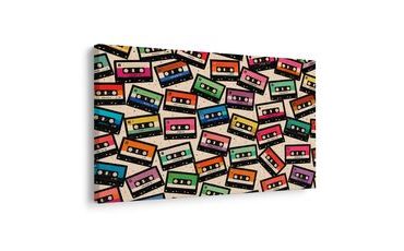 WANDBILD BUNTE RETRO-KASSETTEN - MUSIKBILDER - BILDER