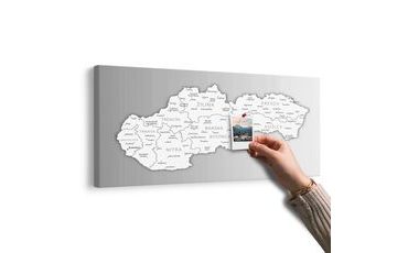 OBRAZ NA KORKU CZARNO-BIAŁA MAPA SŁOWACJI - OBRAZY NA KORKU - OBRAZY