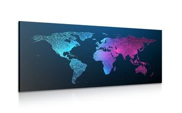 CANVAS PRINT WORLD MAP WITH A BEAUTIFUL NEON DETAIL - PICTURES OF MAPS - PICTURES