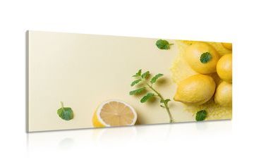 CANVAS PRINT LEMONS WITH MINT - PICTURES OF FOOD AND DRINKS - PICTURES