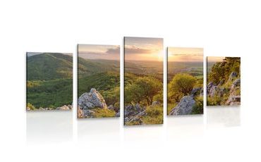 5-PIECE CANVAS PRINT NATURE BATHED IN THE SUN - PICTURES OF NATURE AND LANDSCAPE - PICTURES