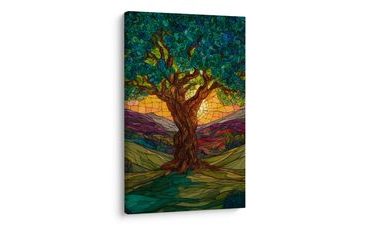 OBRAZ ZÁPAD SLUNCE ZA STROMEM - OBRAZY STROMY ŽIVOTA - OBRAZY