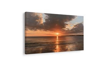TABLEAU SUR TOILE – COUCHER DE SOLEIL SUR LA MER - TABLEAUX LEVER ET COUCHER DE SOLEIL - TABLEAUX