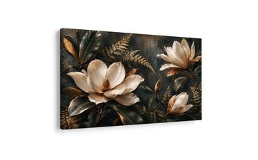TABLEAU SUR TOILE – MAGNOLIAS ÉLÉGANTS AUX TONS DORÉS - TABLEAUX DE MAGNOLIA - TABLEAUX