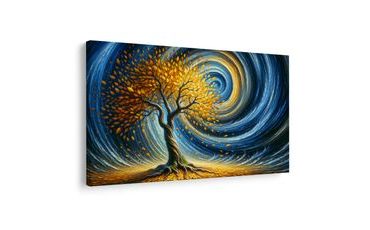 WANDBILD LEBENSBAUM IM WIRBELNDEN HIMMEL - BILDER BÄUME DES LEBENS - BILDER