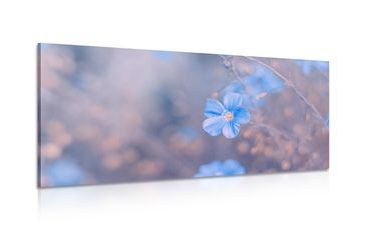 WANDBILD BLAUE BLUMEN AUF VINTAGE-HINTERGRUND - BILDER BLUMEN - BILDER