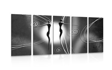 5-PIECE CANVAS PRINT ETHNO LOVE IN BLACK AND WHITE - BLACK AND WHITE PICTURES - PICTURES