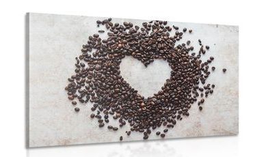 Picture heart from coffee beans