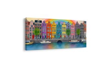 OBRAZ BAREVNÉ DOMY POD DUHOU - BAREVNÉ DOMY - OBRAZY