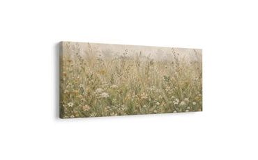 TABLEAU SUR TOILE – FLEURS DES CHAMPS DÉLICATES DANS L’HERBE - TABLEAUX DE CHAMPS ET PRAIRIES - TABLEAUX