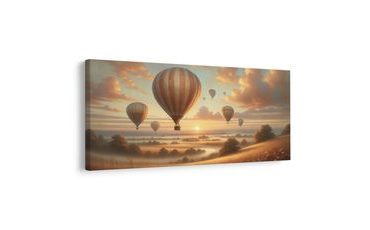 OBRAZ ZÁPAD SLUNCE S BALONY - OBRAZY POLE A LOUKY - OBRAZY