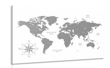 CANVAS PRINT DECENT MAP IN GRAY DESIGN - PICTURES OF MAPS - PICTURES