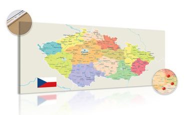 OBRAZ NA KORKU STYLOVÁ MAPA ČESKA S VLAJKOU - OBRAZY NA KORKU - OBRAZY